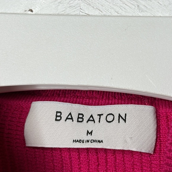 Aritzia Babaton Hot Pink Sculpt Knit Mockneck Halter Crop Top - Picture 5 of 14